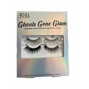 2 Ardell Professional False Eyelashes -- Silver Glitter Black Lashes - with Glue